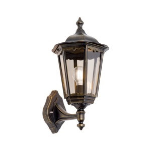 Aplica de perete exterior stil clasic IP43 Puchberg AL 11K/82570 schwarz-gold/rauch OR