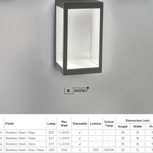 Aplica de perete exterior stil clasic IP44 Box 8204SS SRT 172455 universul-luminii.ro