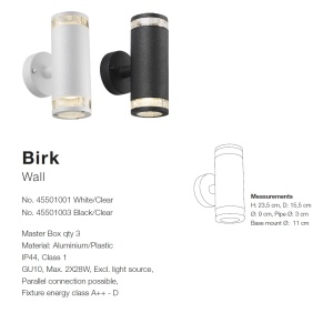 Aplica de perete exterior stil modern Birk II neagra 45501003 NL 72865 universul-luminii.ro