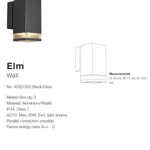 Aplica de perete exterior stil modern Elm I 45321003 NL 72875 universul-luminii.ro