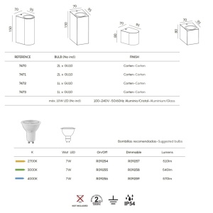 Aplica de perete iluminat exterior ambiental IP54 KANDANCHU 2L 136205 universul-luminii.ro