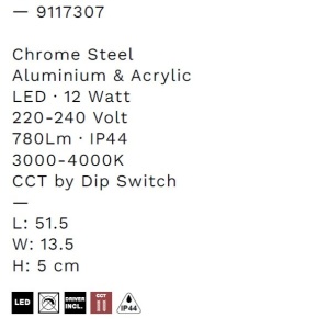 Aplica de perete LED baie IP44 MAREL crom - Img 9