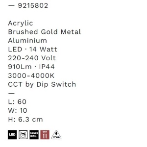 Aplica de perete LED baie IP44 MISTY aurie - Img 7