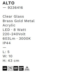 Aplica de perete LED baie IP44 NOLD aurie - Img 7