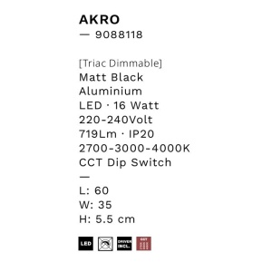 Aplica de perete LED CCT design modern AKRO negru 245735 universul-luminii.ro