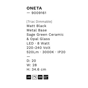 Aplica de perete LED decorativa ceramica Alb, Verde, ONETA 244885 universul-luminii.ro