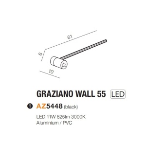 Aplica de perete LED design liniar GRAZIANO WALL 55 BK 56025 universul-luminii.ro