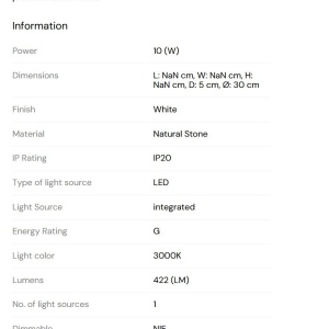 Aplica de perete LED, Marmura, Alb, Marbles 10W 244965 universul-luminii.ro
