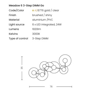 Aplica de perete LED MEADOW 6 3-STEP DIMM - Img 5
