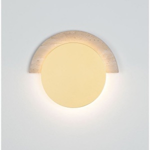 Aplica de perete LED metal auriu si travertin MOLLI 17cm - Img 2