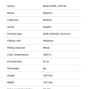 Aplica de perete LED metal platinum Quadro - Img 9