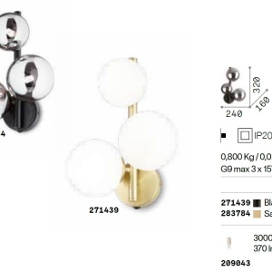 Aplica de perete moderna cu 3 surse de lumina PERLAGE AP3 OTTONE - Img 3