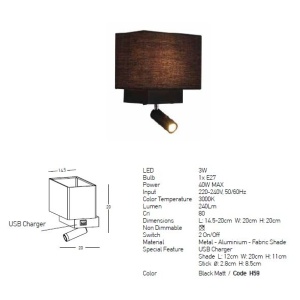 Aplica de perete moderna cu reader LED Hotel 154975 universul-luminii.ro