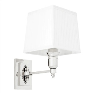 Aplica de perete moderna LUX, finisaj nickel cu abajur alb, Lexington Single 108634 HZ