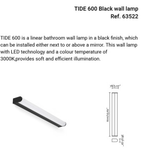 Aplica de perete / oglinda baie IP44 TIDE 600, negru 160885 universul-luminii.ro