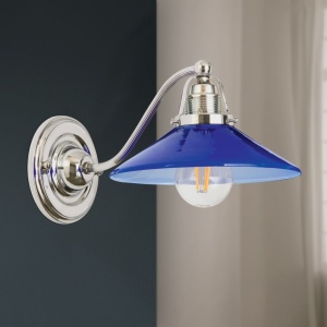 Aplica de perete rustica realizata manual ARTDESIGN, crom/ albastru-cobalt 241615 universul-luminii.ro