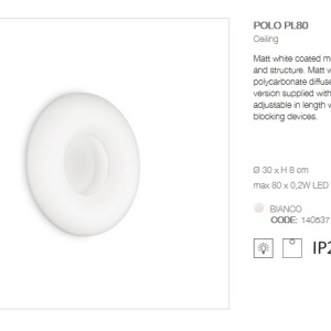 Aplica de perete sau tavan, diametru 30cm, LED POLO PL80 BIANCO 140537 52665 universul-luminii.ro