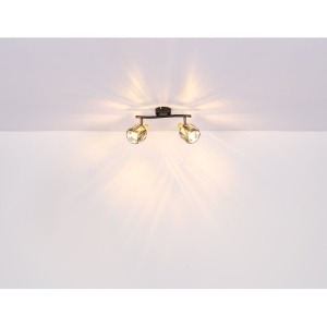 Aplica de perete / tavan cu 2 spoturi design modern INDIANA auriu, negru 210695 universul-luminii.ro