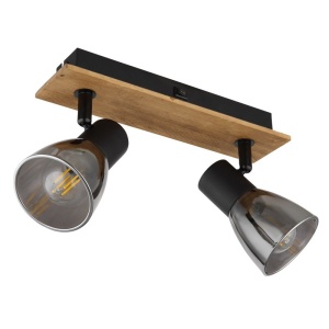 Aplica de perete / tavan cu 2 spoturi directionabile design modern CLAUDE negru, maro 114315 universul-luminii.ro