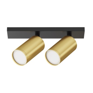 Aplica de perete / tavan cu 2 spoturi directionabile design tehnic Focus S negru, auriu mat
