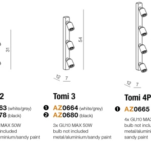 Aplica de perete/tavan cu spot stil modern minimalist Tomi 1 neagra 59705 universul-luminii.ro