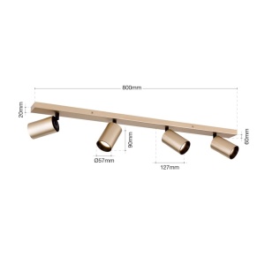 Aplica de perete/tavan cu Spoturi stil minimalist modern SEAN 4L auriu 235475 universul-luminii.ro