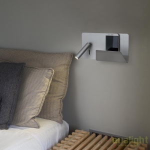 Aplica de perete ultra moderna / Lampa cu reader LED SUAU USB gri dormitor dreapta 62123 180435 universul-luminii.ro