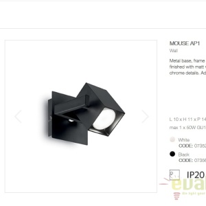 Aplica design modern cu spot directionabil MOUSE AP1 negru 073569 - Img 3