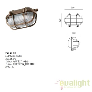 Aplica exterior cu protectie IP54 Marina, L-20cm 247.36.OO 43685 universul-luminii.ro