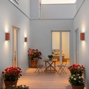 Aplica exterior iluminat sus si jos IP65 BROM maro portocaliu