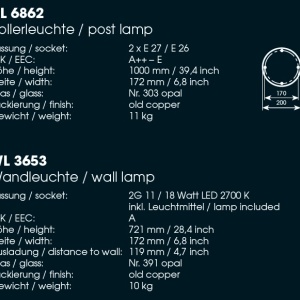 Aplica iluminat exterior din fier forjat, inaltime 72cm LED WL 3653 56555 universul-luminii.ro