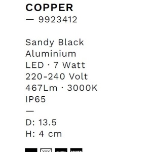 Aplica LED ambientala iluminat exterior IP65 COPPER D-13,5cm 229705 universul-luminii.ro