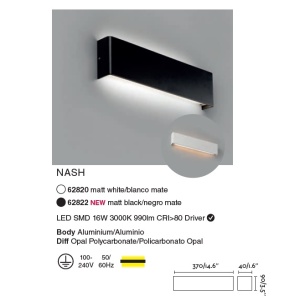 Aplica LED ambientala NASH 16W neagra 62822 89875 universul-luminii.ro
