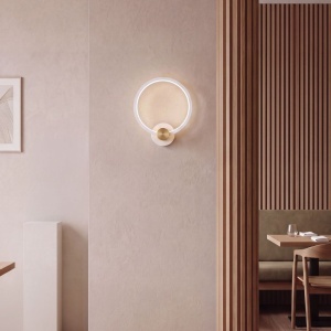 Aplica LED circulara iluminat ambiental POLA alb/ auriu
