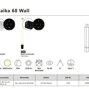 Aplica LED cu priza, protectie IP44, pentru baie Malaika 68 negru 221125 universul-luminii.ro