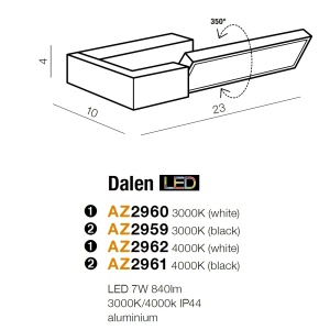 Aplica LED cu spot directionabil pentru baie IP44 Dalen 3000K alba 69355 universul-luminii.ro