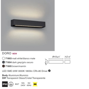 Aplica LED de exterior ambientala design modern IP65 DORO-20 gri inchis 92415 universul-luminii.ro