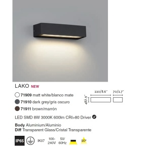 Aplica LED de exterior ambientala design modern IP65 LAKO gri inchis 92455 universul-luminii.ro