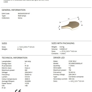 Aplica LED de perete design decorativ Serea S 233435 universul-luminii.ro