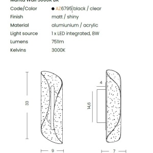 Aplica LED de perete design modern MANTA - Img 2