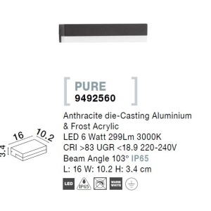 Aplica LED de perete pentru iluminat exterior IP65 PURE 109425 universul-luminii.ro