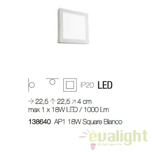 Aplica LED dim. 22,5x225,5cm, UNIVERSAL AP1 18W SQUARE BIANCO 138640 64835 universul-luminii.ro
