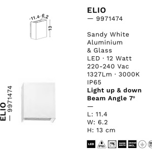 Aplica LED exterior iluminat sus si jos IP65 ELIO alb 250245 universul-luminii.ro