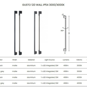 Aplica LED iluminat exterior ambiental IP54 GUSTO 120 3000K gri - Img 2
