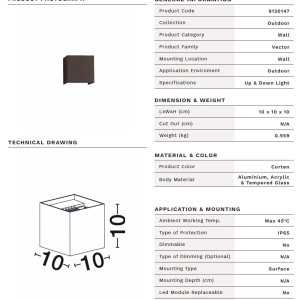 Aplica LED iluminat exterior ambiental IP65 VECTOR maro corten - Img 17