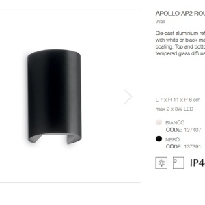 Aplica LED iluminat exterior design modern cu protectie IP44 APOLLO AP2 ROUND negru 137391 66505 universul-luminii.ro