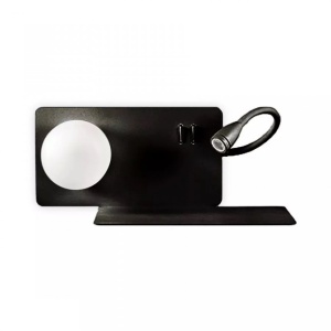 Aplica LED moderna cu reader LED cu port USB BOOK-2 AP2 NERO 174846
