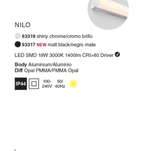 Aplica LED oglinda Baie IP44 stil modern liniar NILO-2 neagra 63317 89795 universul-luminii.ro