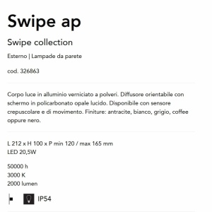 Aplica LED orientabila pentru exterior IP54 Swipe ap gri 143545 universul-luminii.ro
