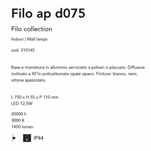 Aplica LED pentru baie cu protectie IP44 Filo ap d075 alama 142125 universul-luminii.ro